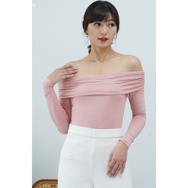 Sabrina Top Atasan Wanita Off Shoulder Top Wanita Long Sleeve Stretch