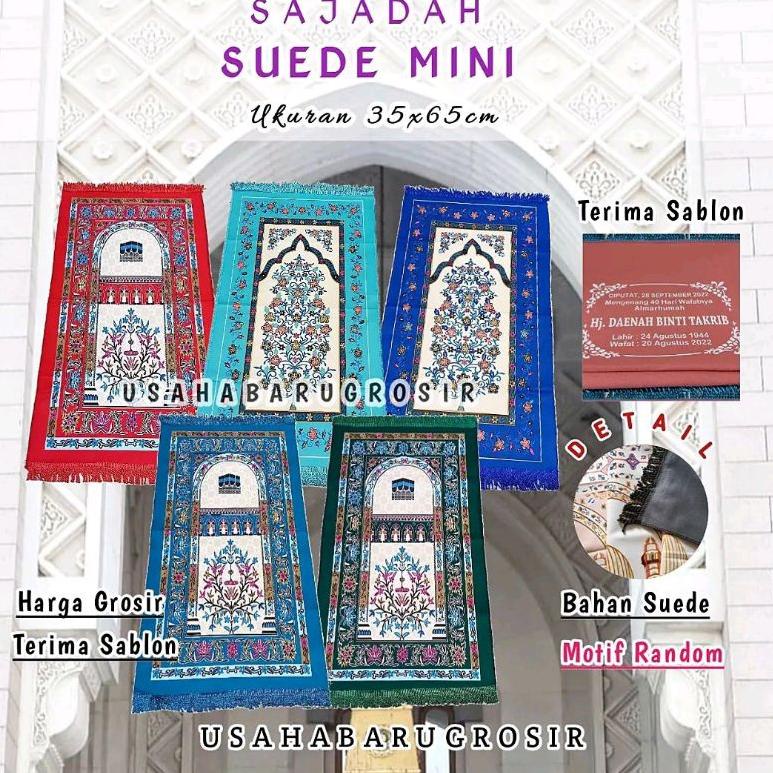 Flash Sale [Gratis Mini Gold] COD SAJADAH MUKA / SAJADAH TRAVEL / SUEDE TAMBANG / SUEDE ARBAIN 3 PER 4 / TIPIS TRAVEL Kecil Sajadah Turki Sajadah Anak Mini ukuran 35x65cm Bahan Suede Sajadah tipis Sajadah Turki