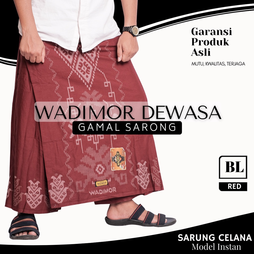 Celana Sarung Dewasa Wadimor Batik Abu Bali Polos Original Pria Jumbo Murah BL GREY