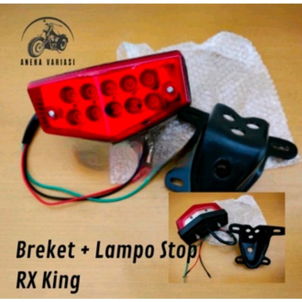 paket dudukan lampu RX king + Lampu stop belakang Motor Rx-King led merah