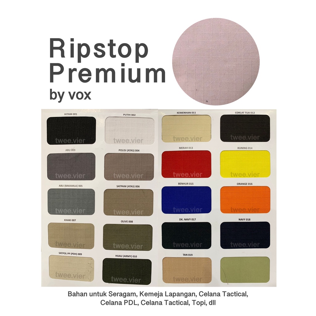 Kain Ripstop Premium untuk Seragam / PDL / Kemeja Lapangan / Celana Kargo Tactical / Tas | Bahan Rip