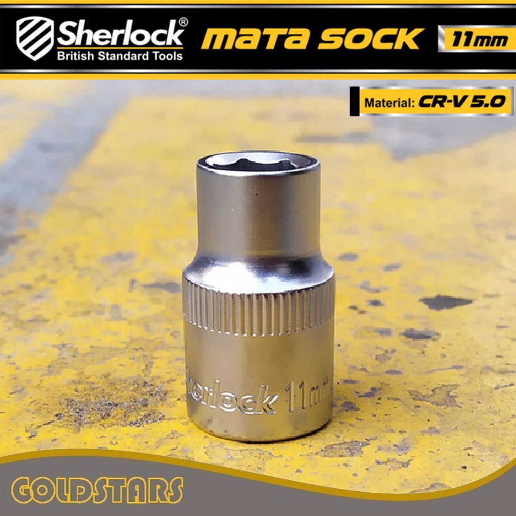 Kunci Shock 11 mm 6 PT Original Sherlock Mata Sok/Sock 1/2 inch