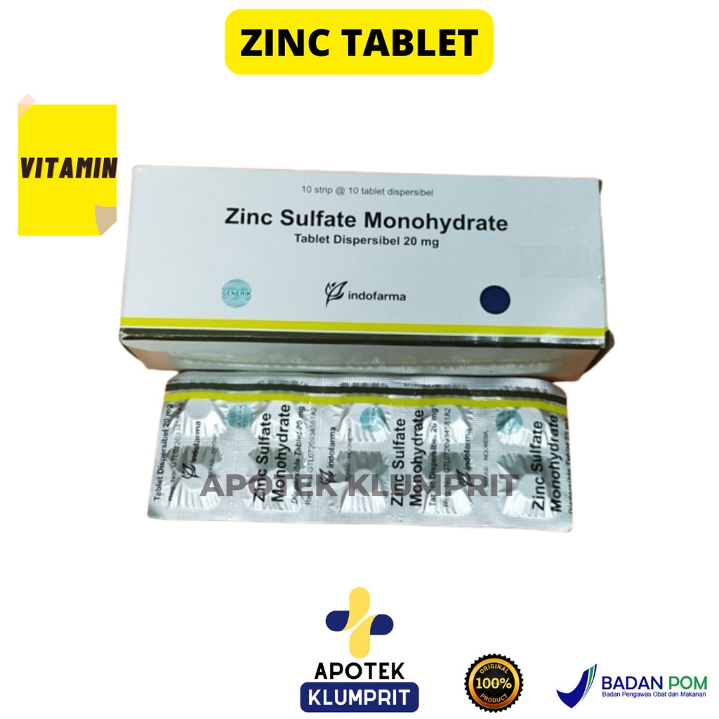 Zinc tablet 20mg / Vitamin daya tahan tubuh