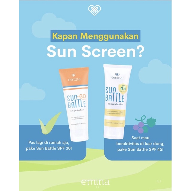 Emina Sun Battle SPF 30 PA+++  23ml Fun Size Sunscreen Wajah