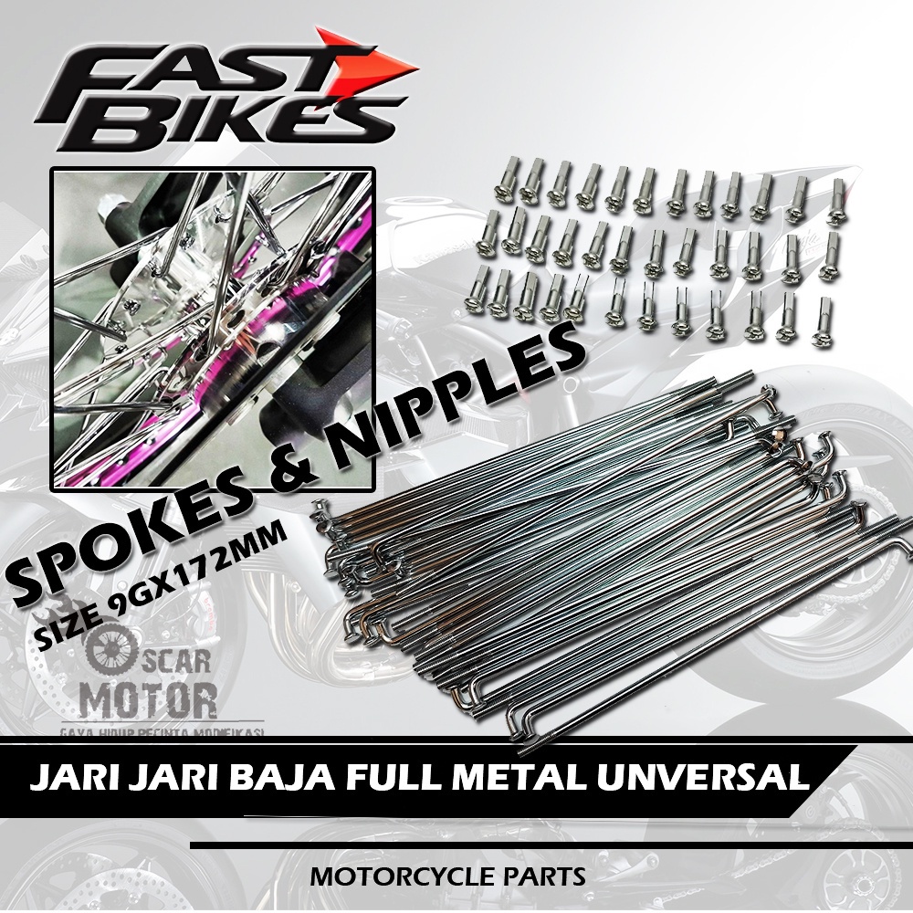 jari jari ruji fastbikes chrome universal 120mm 89mm157mm 172mm tromol depan belakang velg