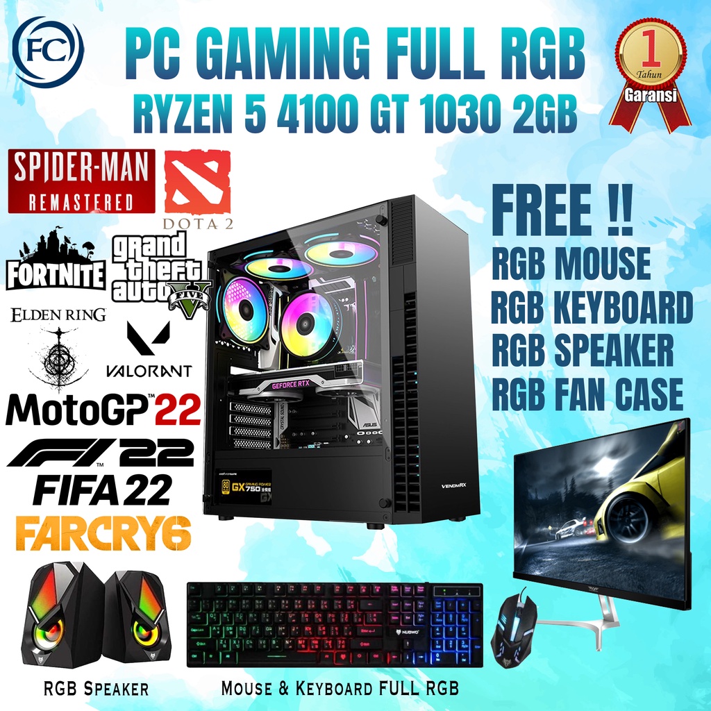 PC GAMING &amp; DESIGN RYZEN 3 4100 16GB GT 1030 2GB NVIDIA