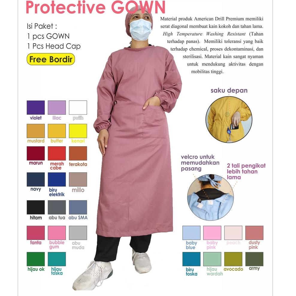 NEW STOCK GOWN Free Bordir/APD/JUBAH OK/JUBAH OPERASI