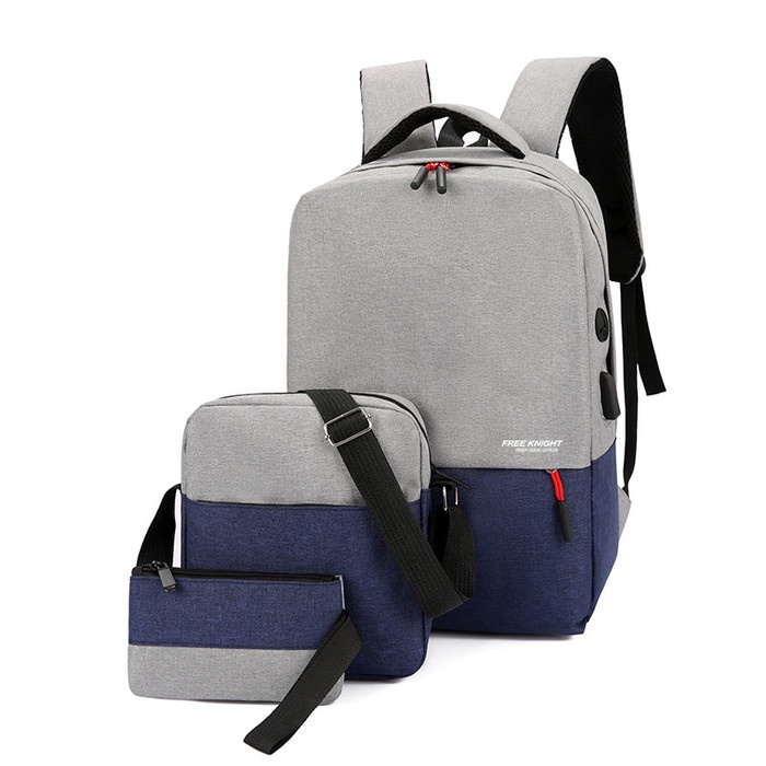 tas ransel  Techdoo Techdoo Tas Ransel Pria 3 In 1 USB Backpack IMPORT TR805 - Biru abu(D1L8) tas ra