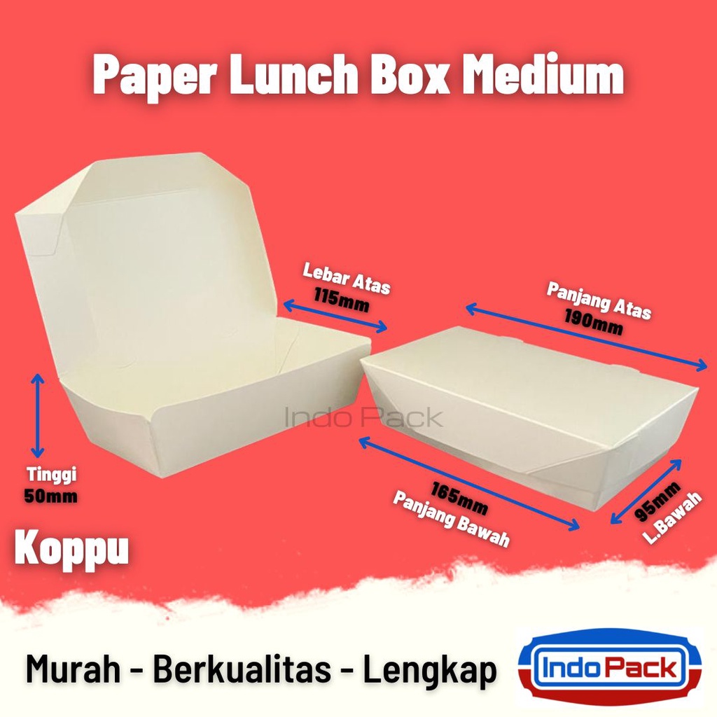 Paper Food Lunch Box M KOPPU / Paper Box Medium / Kotak Makan @50 Pcs