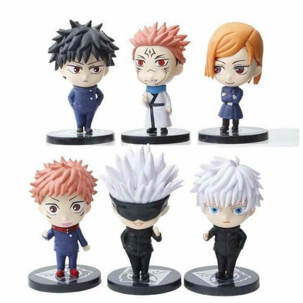 Mainan Set 6 Action Figure Chibi Jujutsu Kaisen Yuji, Sukuna, Gojo, Megumi & Nobara