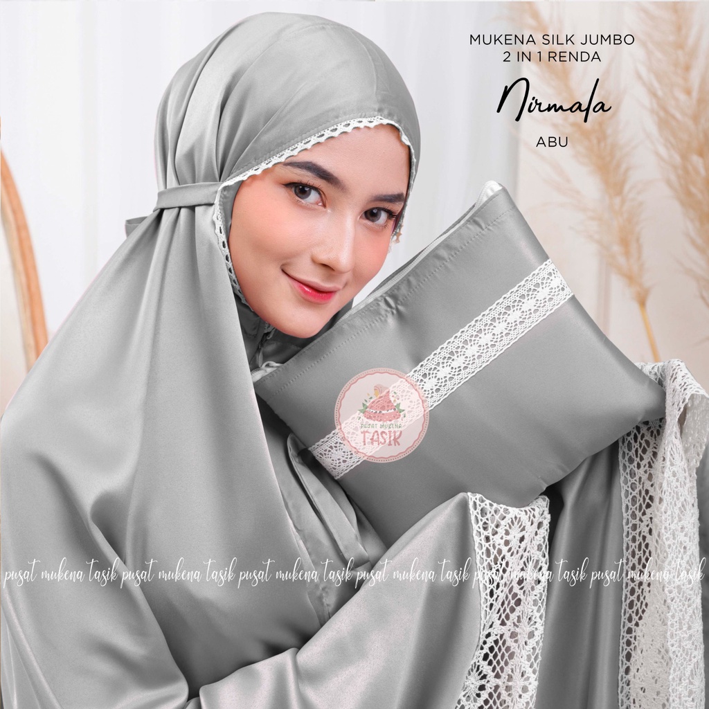 PUSAT MUKENA TASIK - MUKENA DEWASA JUMBO SILK 2 IN 1 RENDA NIRMALA