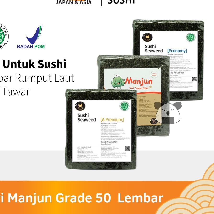 

❉ MANJUN Sushi Nori Kimbab 50 S Halal │ Nori Gimbab Import Lembar Rumput Laut ☃