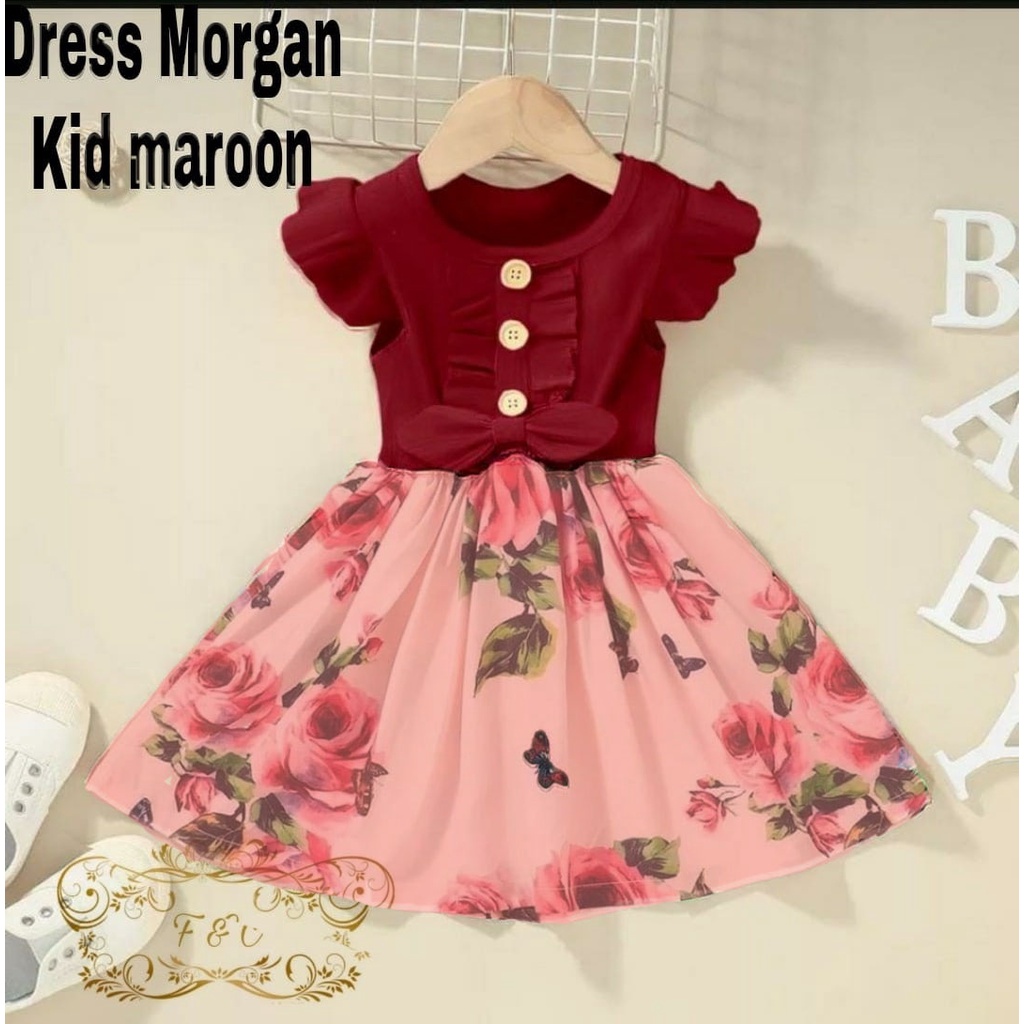 Dress Morgan Kid / Dress Anak Perempuan All Size Fit To 3-5 Tahun