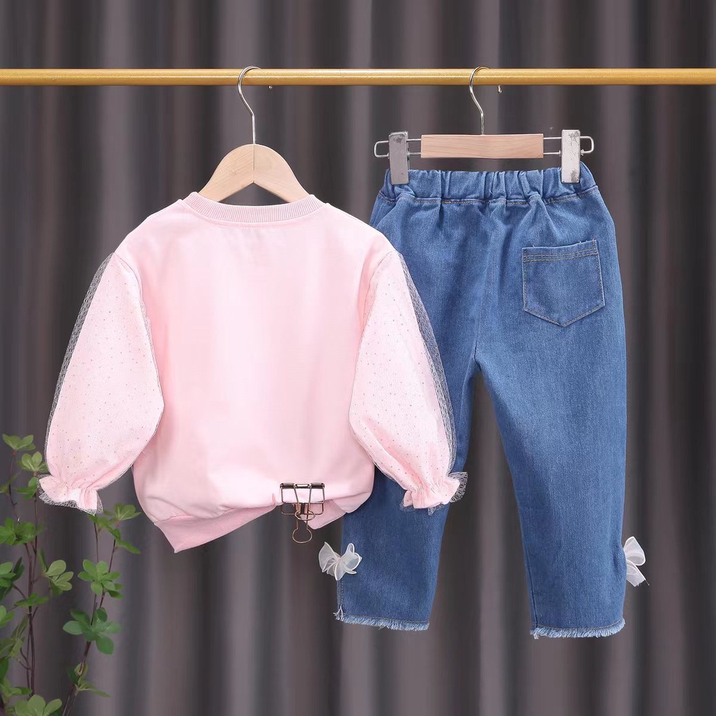 Setelan baju anak import 2-5 th  / Baju anak perempuan Jeans/ Setelan celana anak cewek / Setelan anak