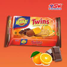 Hatari Twins Chocolate & Orange Biscuit 190gr / ASWFoods Coklat Jeruk