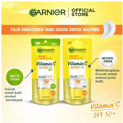 Garnier Bright Complete Super UV Spot Proof SPF 50+ PA+++ 30ml - Skincare Wajah Sunscreen Sunblock (Light complete)