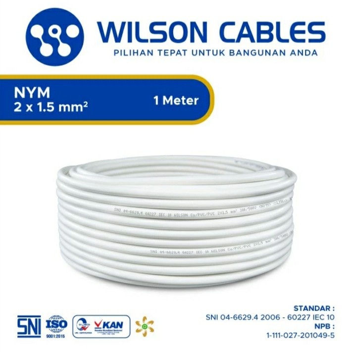 Kabel NYM 2X1,5 2x1.5 WILSON Full Tembaga Bukan Supreme Eterna - 20 M TOP