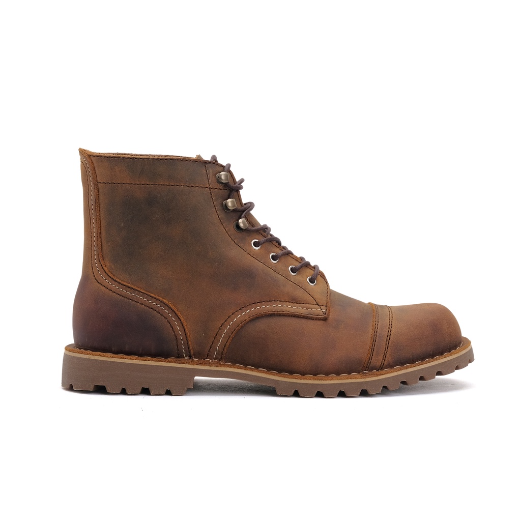 Luthor Aztec Tan - Sepatu Boots Kulit Crazy Horse Saddle Leather Cap Toe Rugged Biker Adventure PDH 