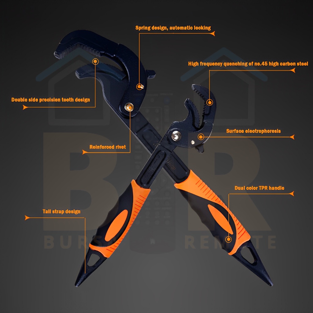 Kunci Pipa Wrench Rapid Fast Pipe Ledeng Universal Serbaguna 10 - 15Inch