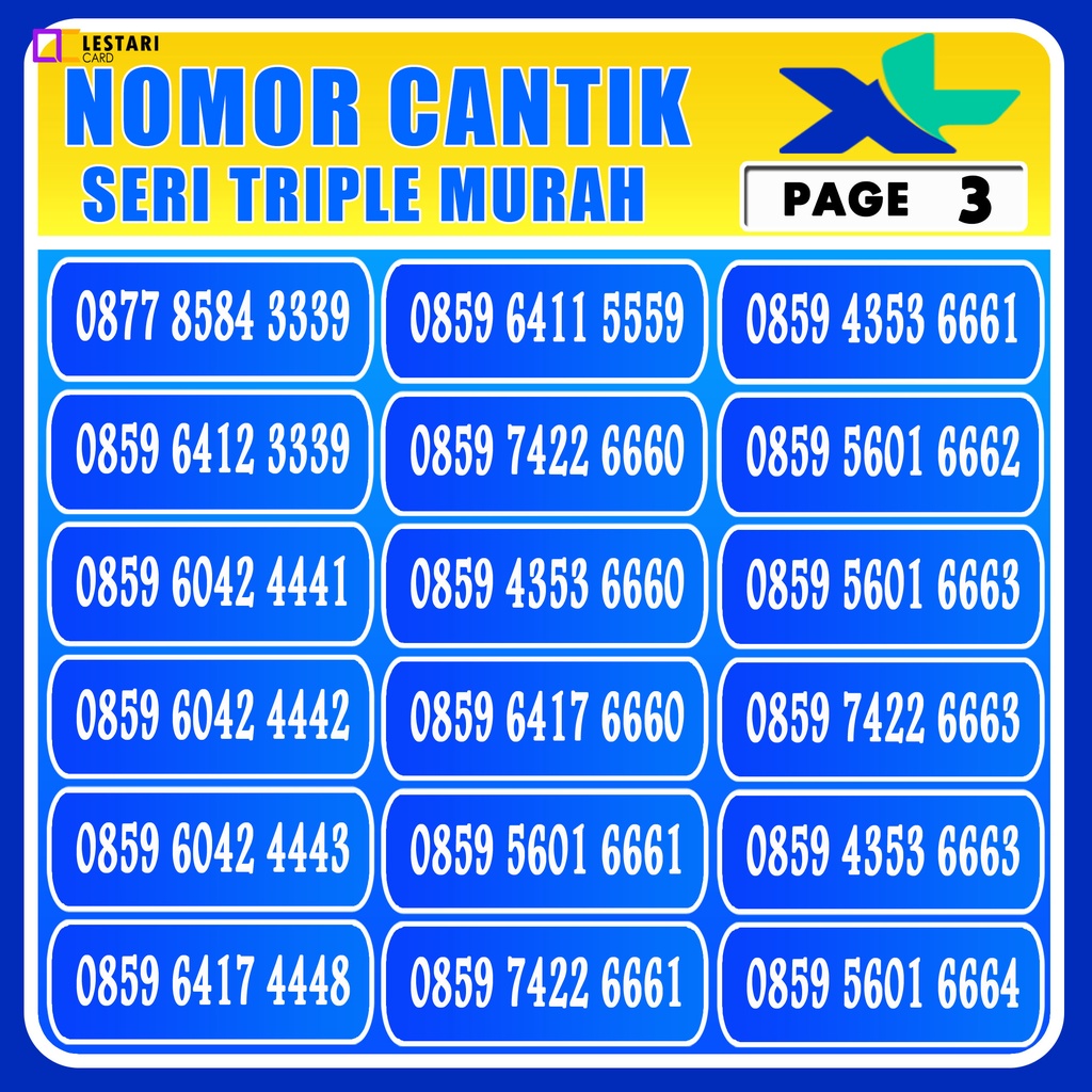 Nomor Cantik XL Seri Triple Murah