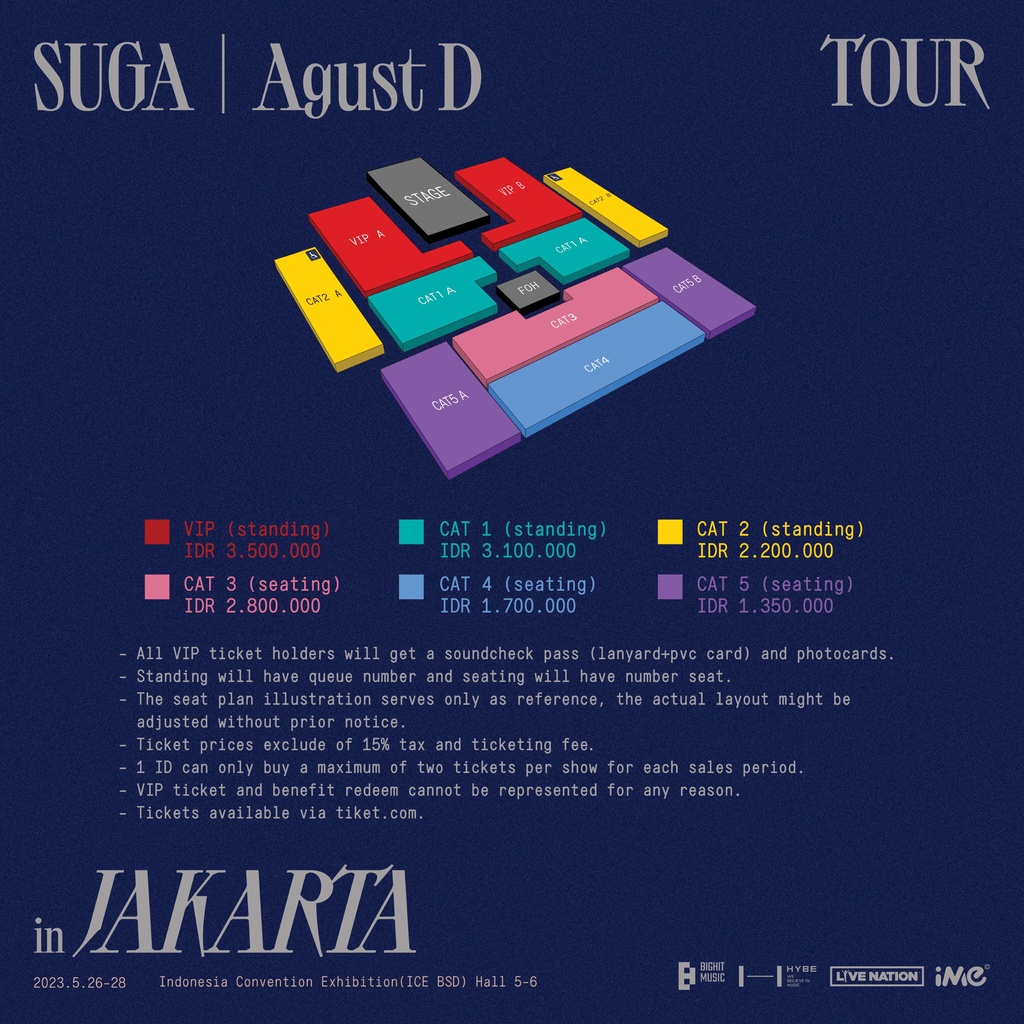 JASTIP TIKET SUGA AGUSTD TOUR IN JAKARTA OFFICIAL KONSER CONCERT BTS TICKET