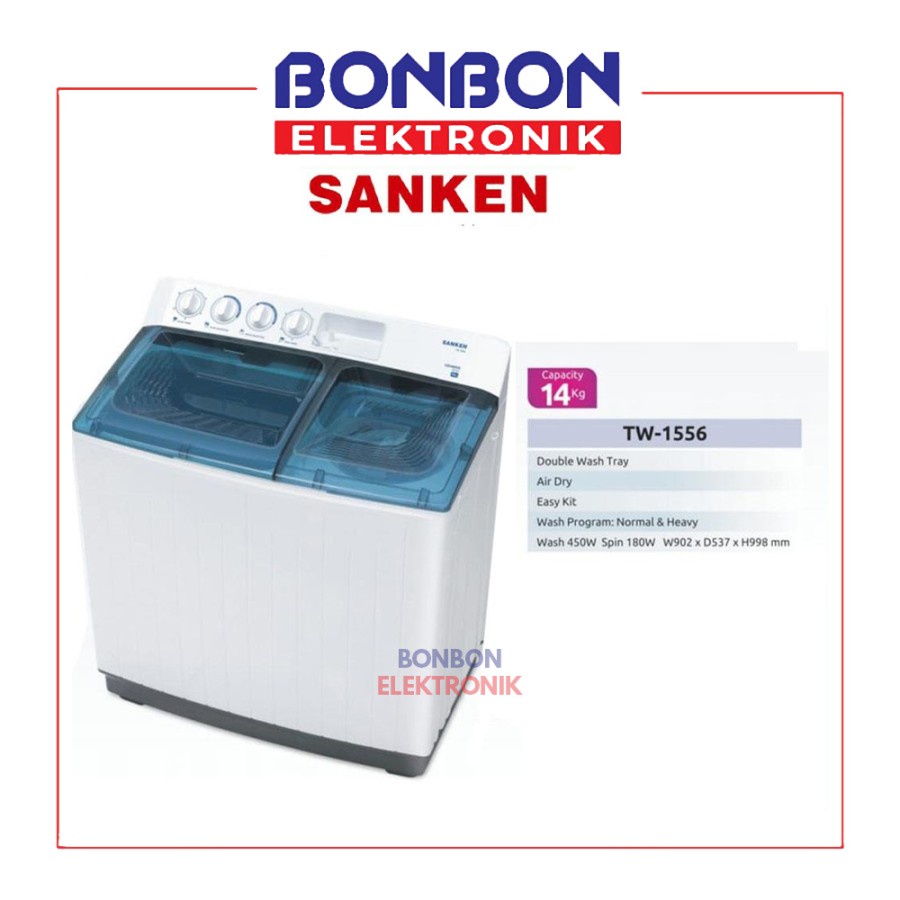 Sanken Mesin Cuci 2 Tabung 14KG TW 1556 / 14 KG TW1556 X-TOR