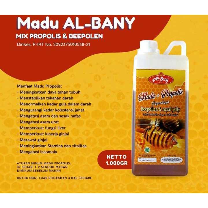 

Albany Madu + Propolis Dengan Bee pollen dan royal jelly 1kg