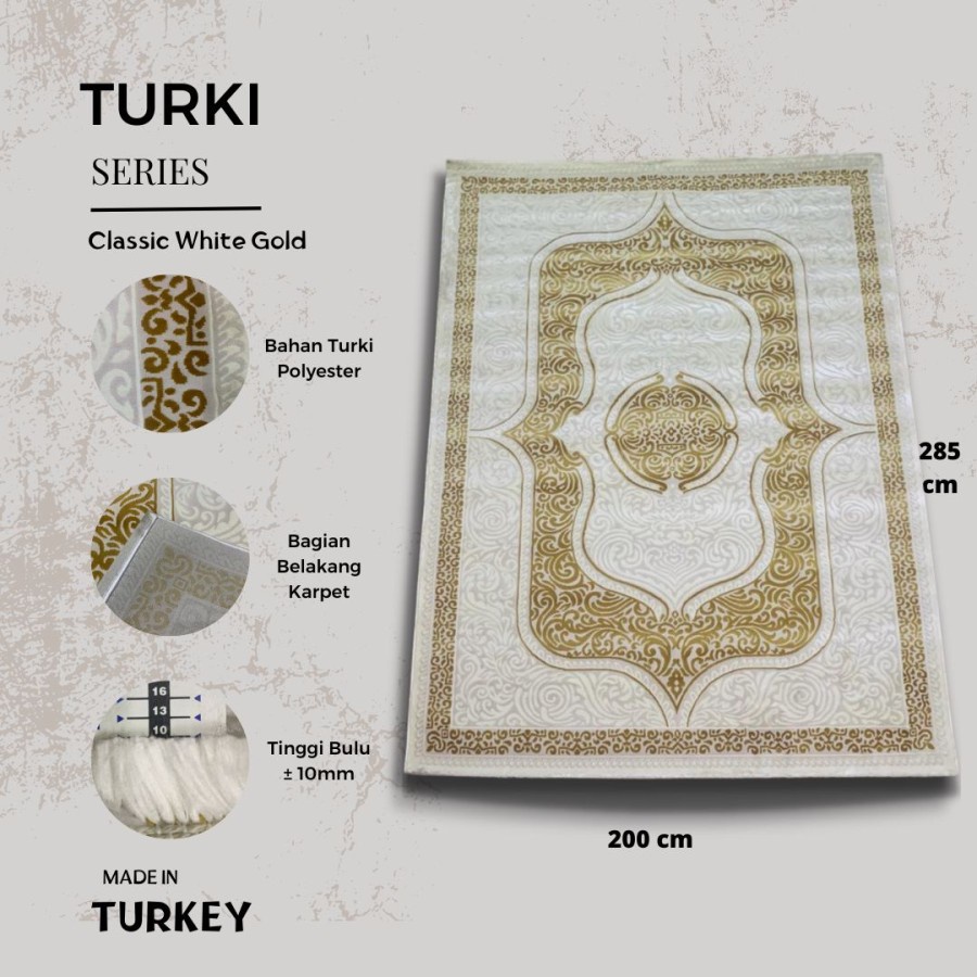 Karpet Turki Import Permadani Asli Turki Uk 200x285 Classic White Gold Turkey