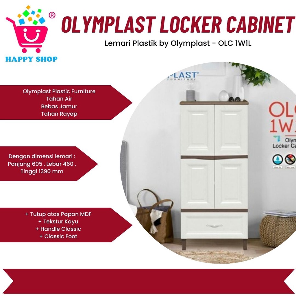 Olymplast Locker Cabinet OLC 1W1L ~ Lemari / Laci Plastik Putih
