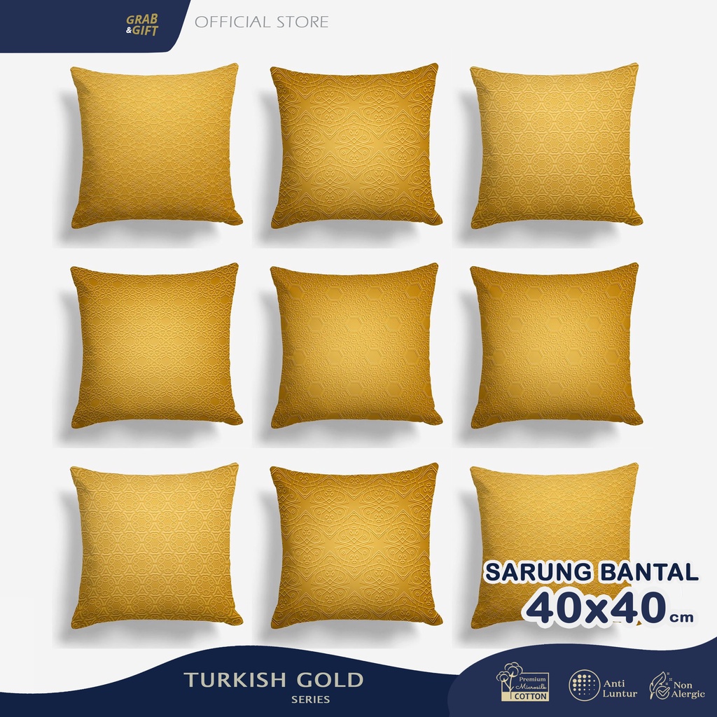 SARUNG Bantal Sofa Print 40x40 cm Motif Gold Turkish Emas Ramadhan Aesthetic Minimalis Estetik Grabandgift