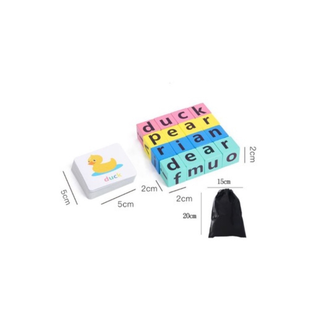 Spelling English Dice Matching Card Spelling Puzzle Huruf Mainan Belajar Anak Puzzle Kayu Mainan Edukasi Mainan Huruf