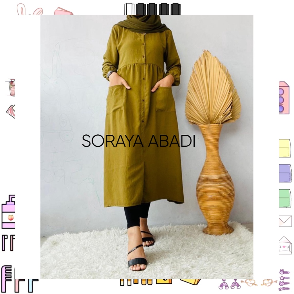 KINAN MIDI DRESS | MIDI DRESS KRINKEL | MIDI DRESS PAKAI KANTONG | MIDI DRESS PAKAI TALI PINGGANG | MIDI DRESS BAHAN