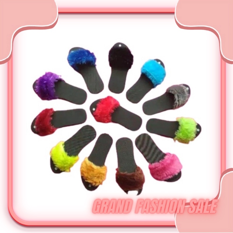 [LOKAL] DOMMO - D5109 Sandal Bulu Rasfur Wanita cantik