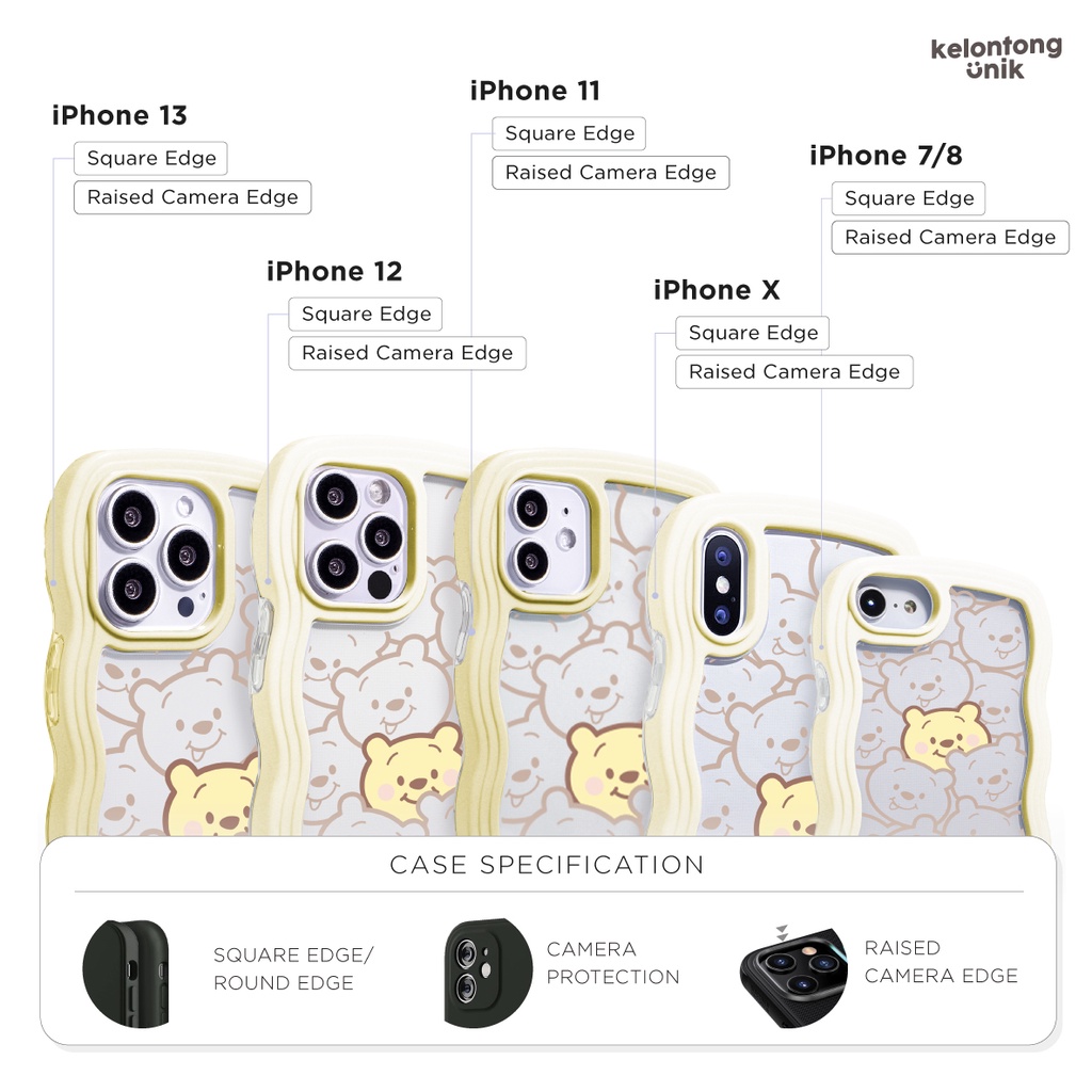 For iPhone - Pooh 2in1 Pastel Wavy Case