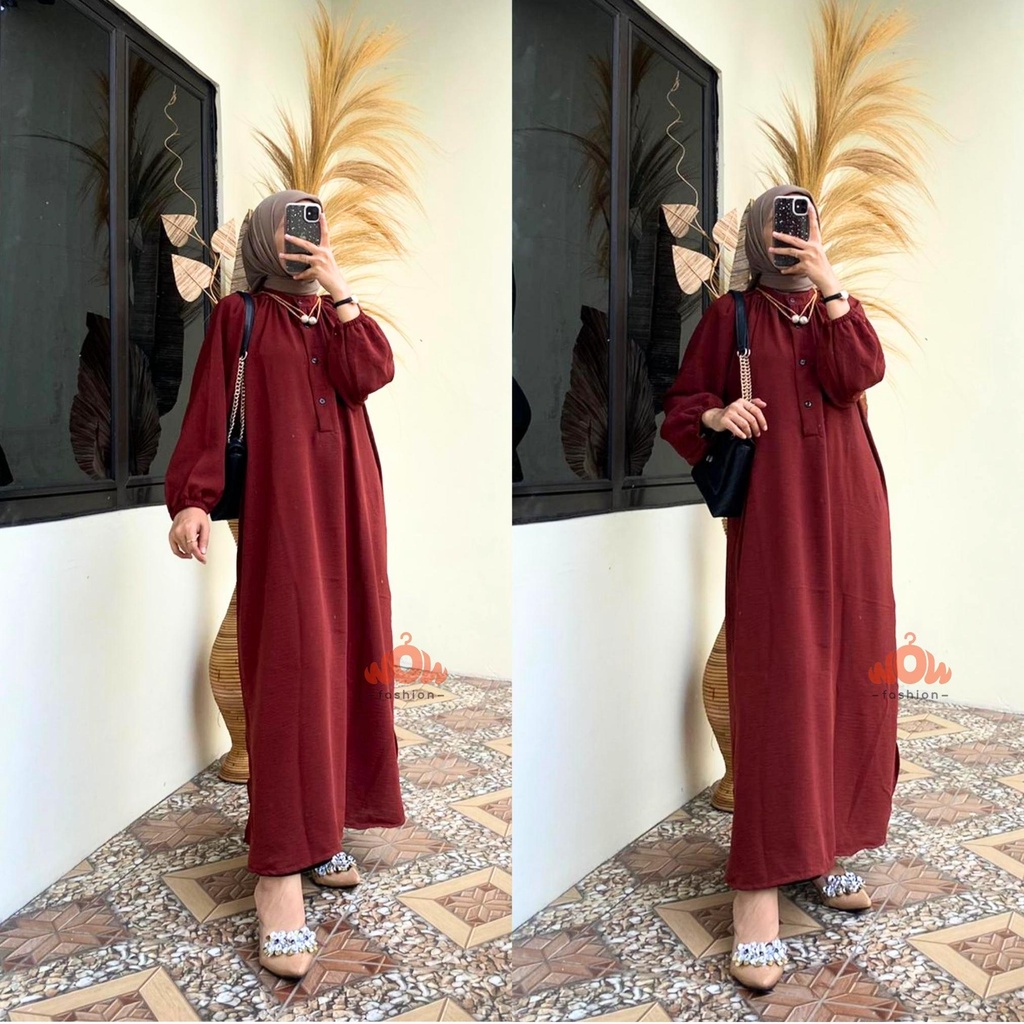 WOW-Merani Midi Dress Crinkle Airflow / Dress Panjang / Midi Dress Jumbo / Pakaian Muslim