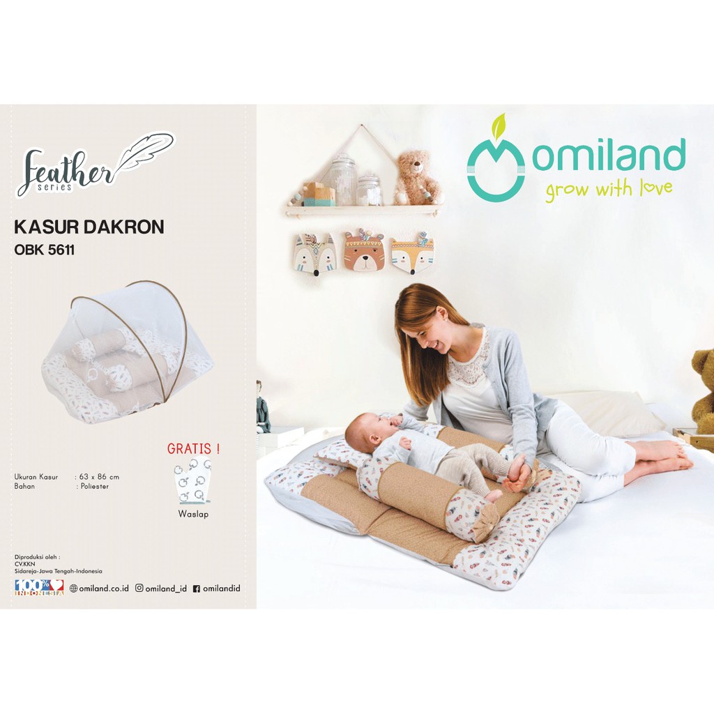 *NEW*  OMILAND  Kasur Lipat Bayi Dakron Dacron + Kelambu - Panda / Sloth / Alpaca Series