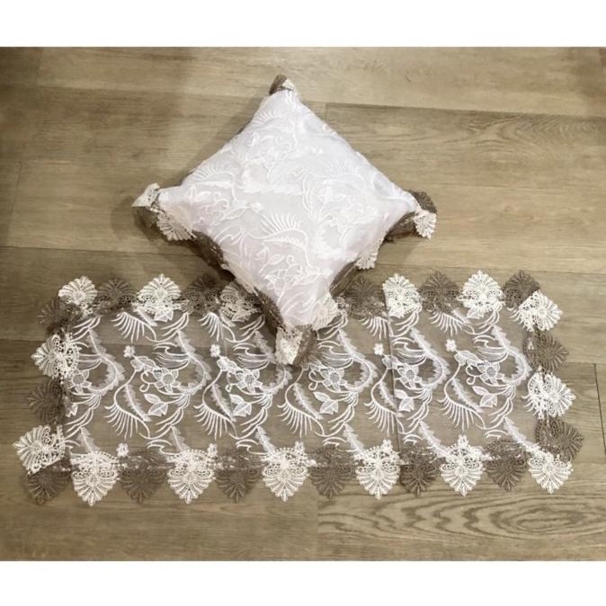 Sarung Bantal Sofa/Kursi Renda Lace 40X40 + Taplak