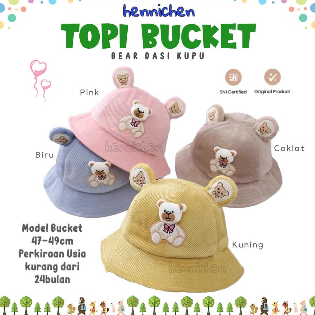 BUCKET BEAR DASI KUPU TOPI ANAK FASHION TOPI ANAK HIGH QUALITY UNISEX CNA