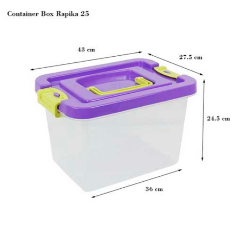 DM - Container Box Rapika 25 Liter Transparan | Box Penyimpanan Barang Perkakas Serbaguna Ukuran Sedang 25 Liter