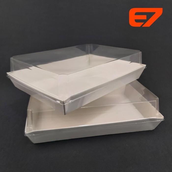 Paper Meal Box Nampan Tray Paper Lunch Box Lid Plastik Kotak (50pcs)