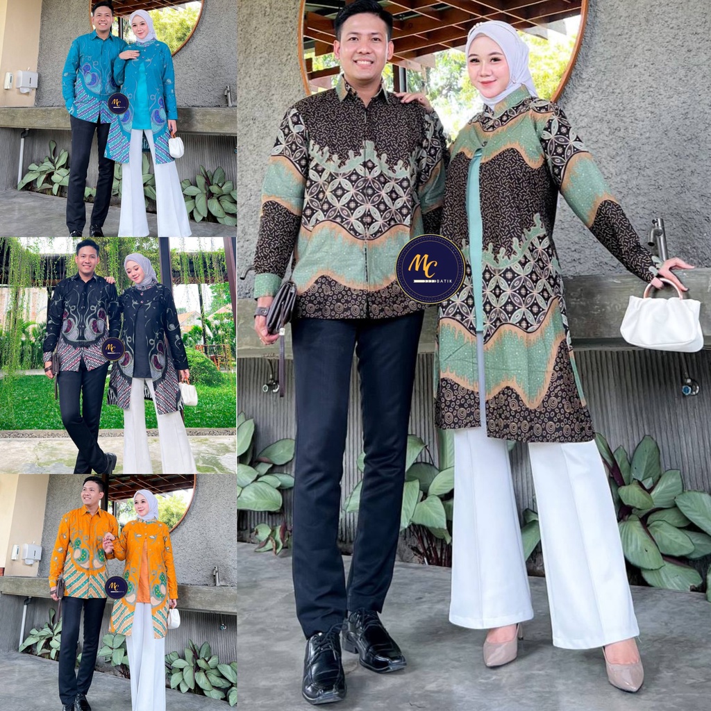 Batik Couple (MCbatik) - Batik Couple Tunik Kemeja Motif Soft Terbaru Bahan Katun Mix Moscrepe Ready Seragam Kantor M L XL XXL Jumbo