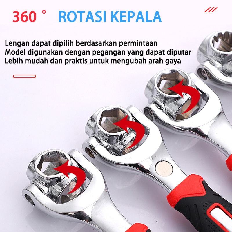 YUN Mall Kunci Shock / Kunci Pas Tiger Wrench Multifungsi 48 in 1 Universal Socket Profesional Mobil Motor Serbaguna Pas