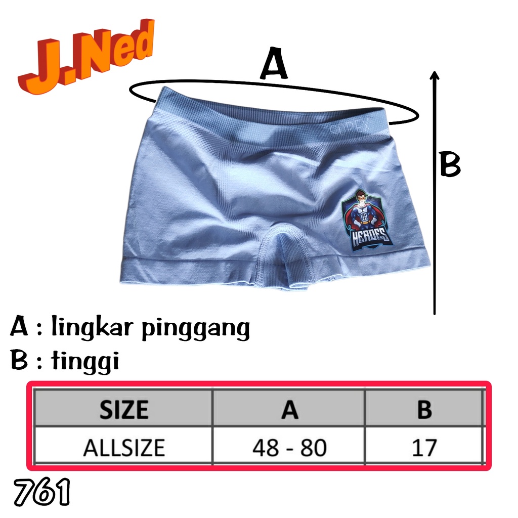 J761T (isi 3 pcs) BOXER ANAK COWOK RAJUT SOREX SIZE ALLSIZE usia 6 - 9 th