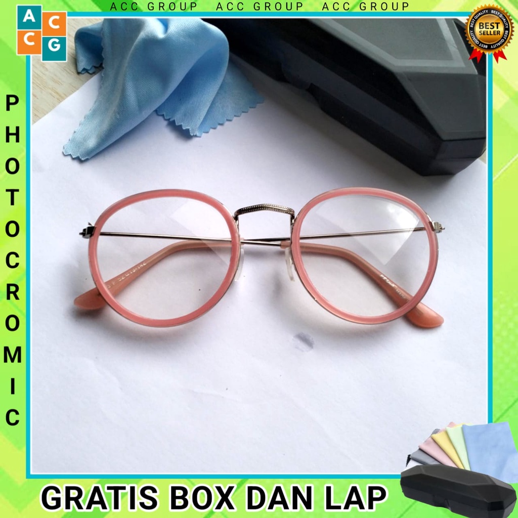 Kacamata Photocromic Omma Oppa Double Ring Free Box Dan Lap Pembersih Korean Unisex Style