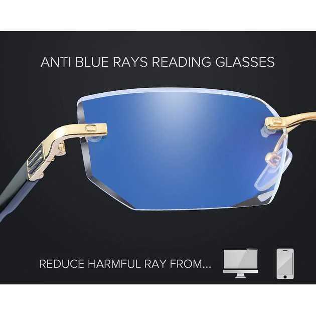 Kacamata Baca Rabun Dekat Frameless Anti Blue Light Reading Glasses - EY602 - Silver