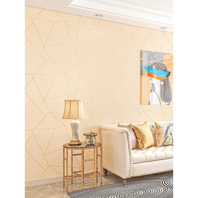 WALLPAPER DINDING MOTIF GEOMETRI BLUSH / PEACH