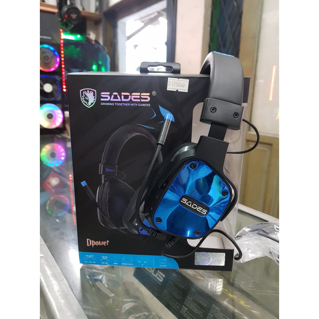 Headset GAMING SADES D POWER HITAM BIRU PREMIUM KABEL