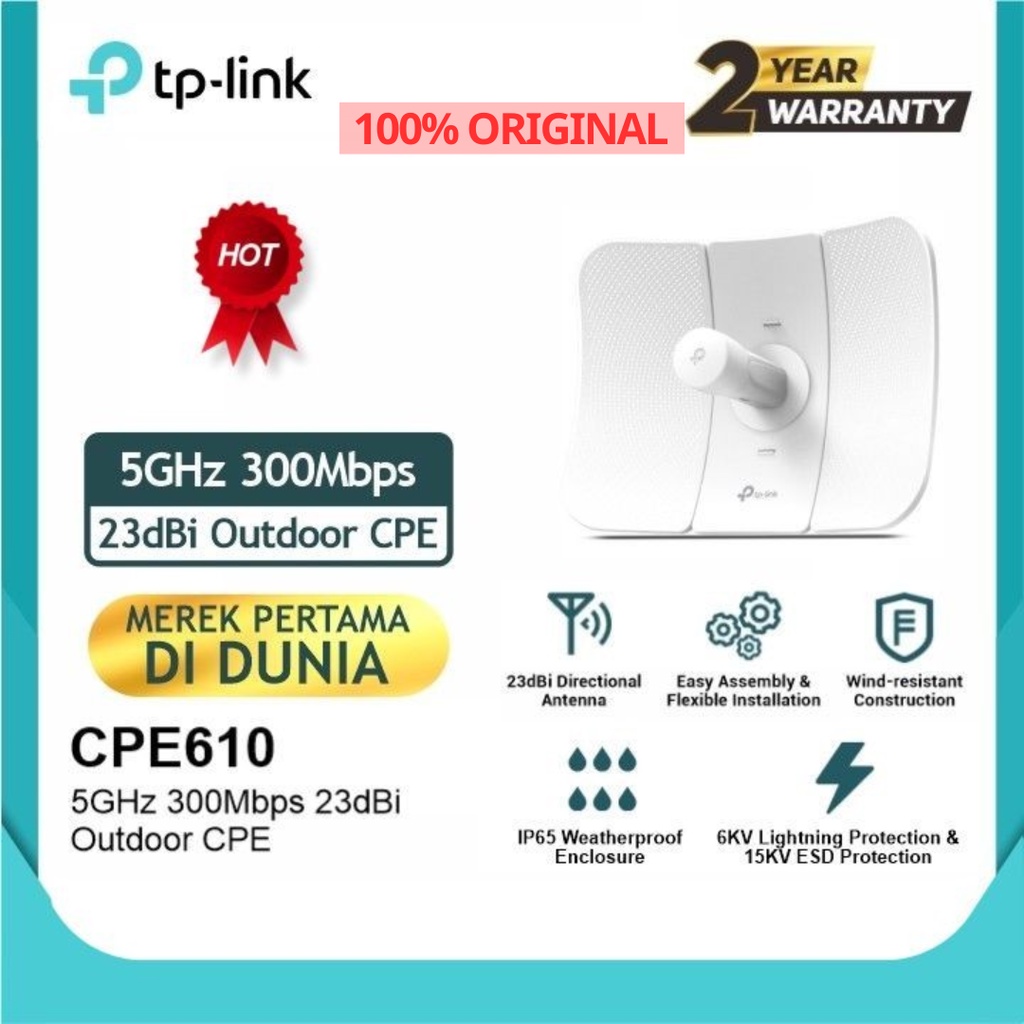 TP-LINK CPE610 5GHz 300Mbps 23dBi Outdoor CPE - TP LINK CPE 610