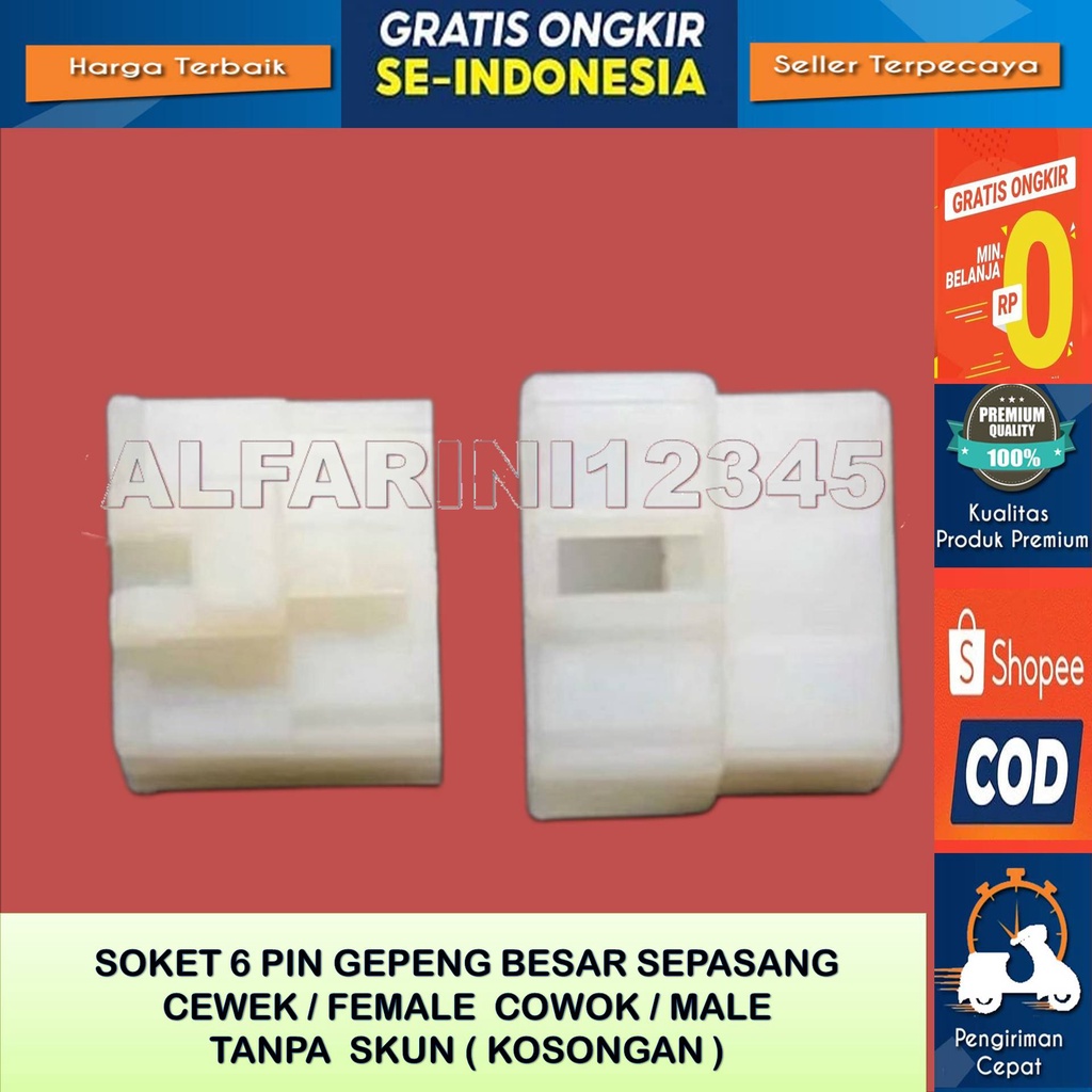 SOKET 6 PIN BESAR MOTOR MOBIL MALE FEMALE KABEL SOKET 6 PIN BESAR - Soket Kabel 6 Pin Besar Sepasang