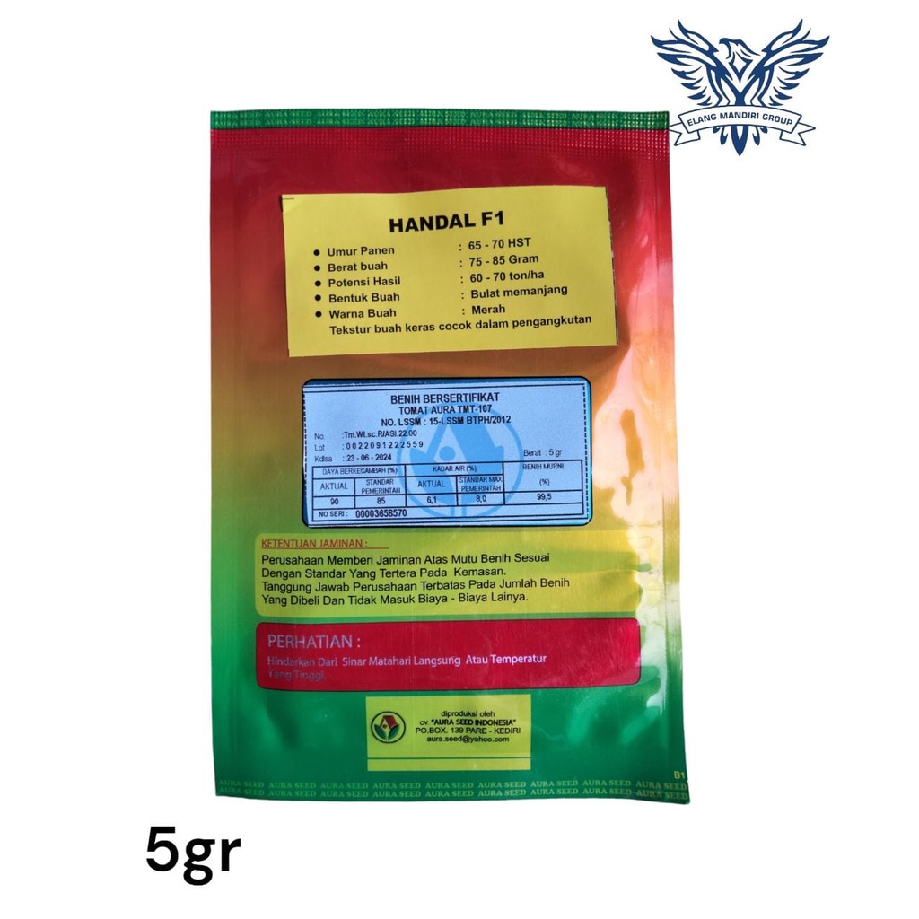 Benih Tomat HANDAL F1 5Gr Bibit Hibrida Varietas Unggul AURA TMT 107 Aura Seed SERVO F1